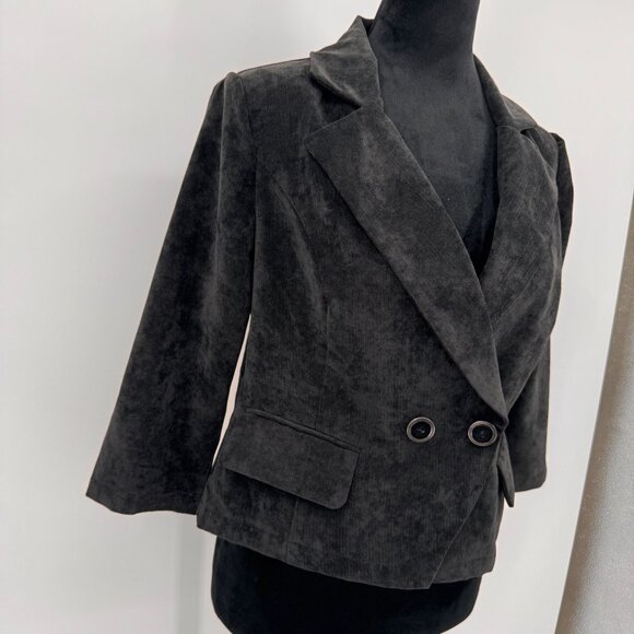 Ashley By Twenty Six International Womens Blazer Jacket L Double Breasted‎ Black - Picture 7 of 8